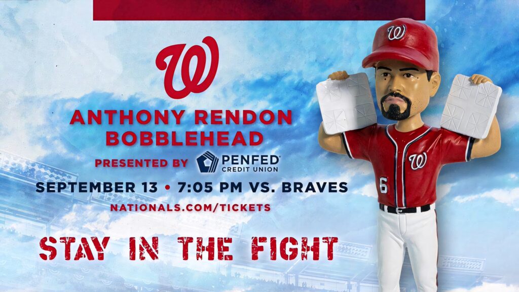 Anthony Rendon Nationals bobblehead wallpaper vibrant stadium background special giveaway event