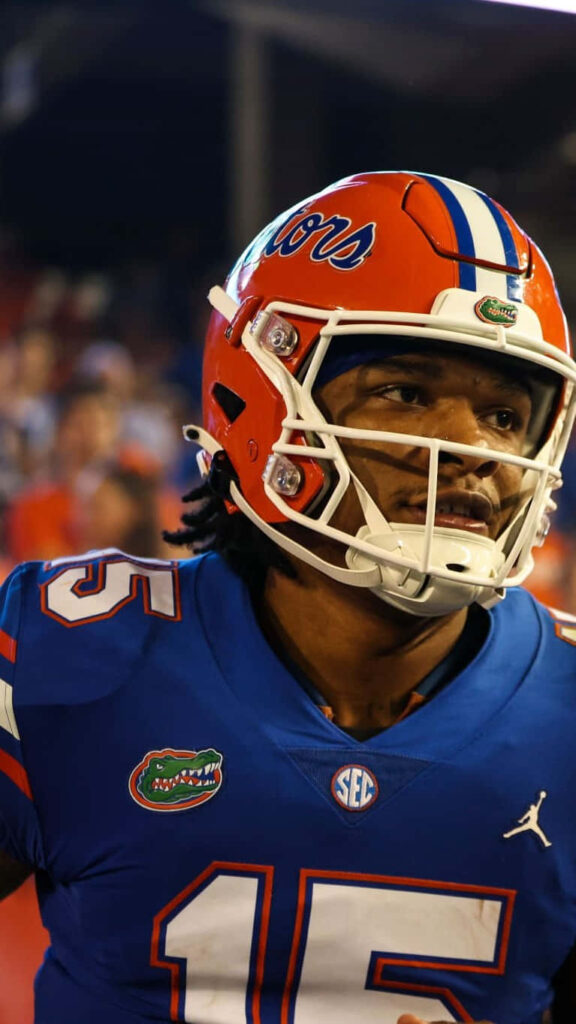 Anthony Richardson Florida Gators quarterback focused on field in vibrant football wallpaper background