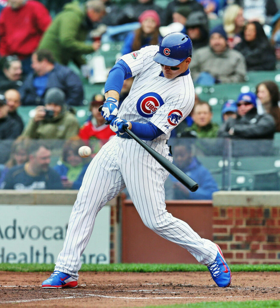 Anthony Rizzo focused batting stance at plate Chicago Cubs game wallpaper background