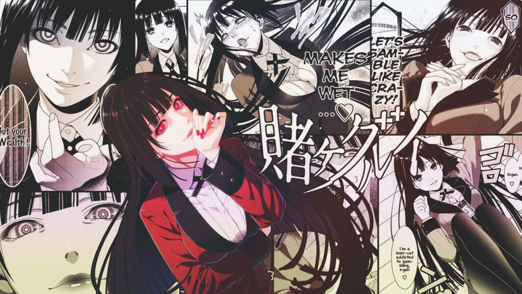 Yumeko Jabami Wallpaper: Intense Anime Character in High-Stakes Gambling Scene