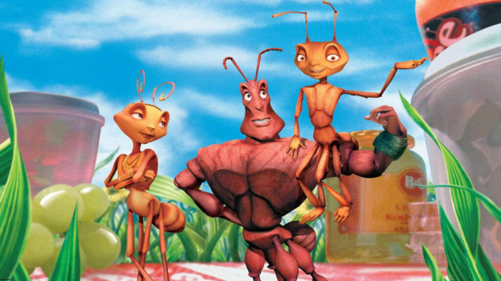 Z, Weaver, and Princess Bala Under the Sky: An Enchanting Moment from the Animated Film Antz - Antz Aerial Scene Wallpaper