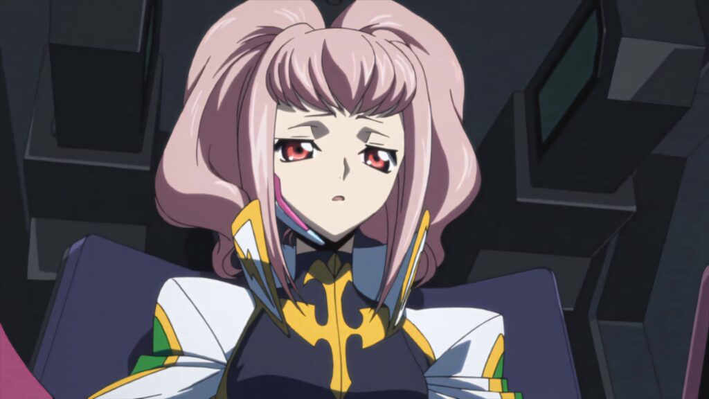 Anya Alstreim in pilot suit inside mecha cockpit with serious expression Code Geass wallpaper