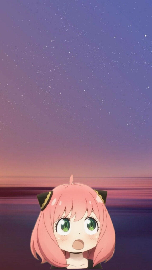 Anya Forger iPhone Wallpaper: Aesthetic Starry Twilight Background