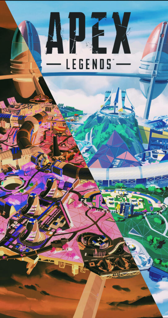 Apex Legends phone wallpaper with vibrant futuristic battle royale landscape and dynamic architecture