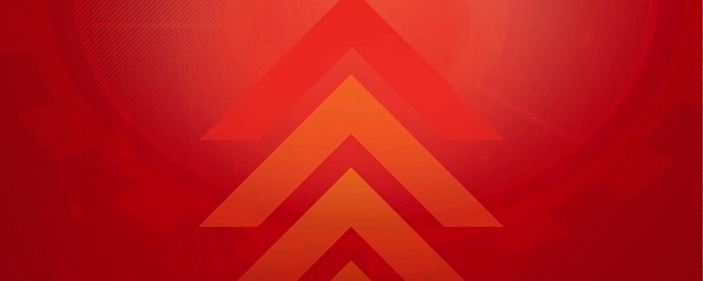 Apex Legends wallpaper with bold red and orange arrows on vivid red background energizing fans