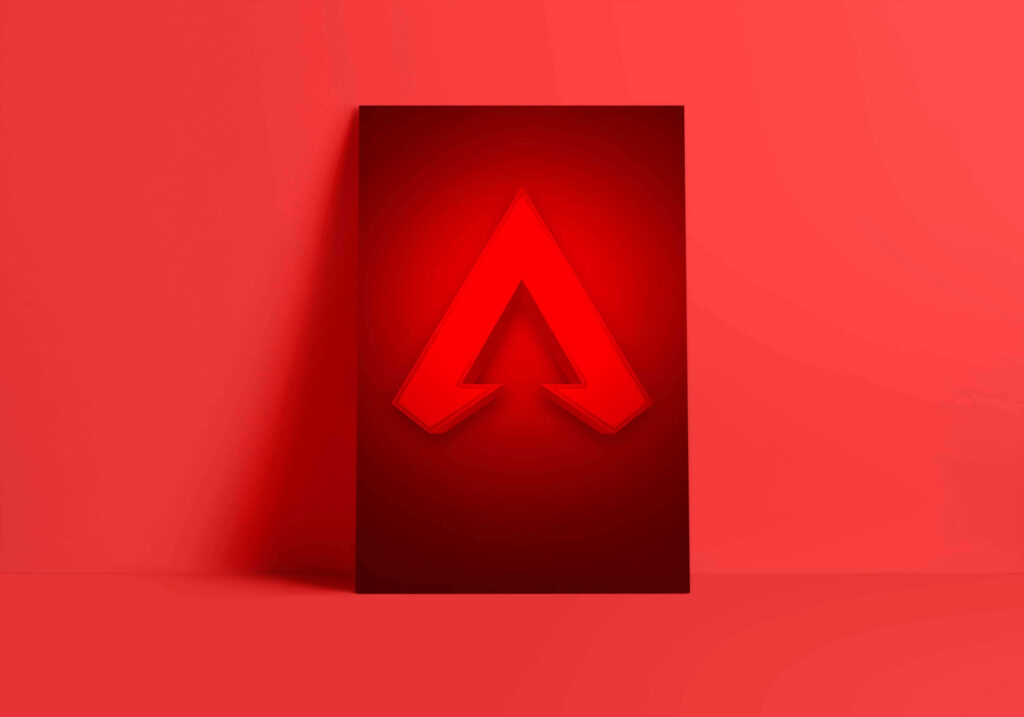 Apex Legends logo neon red on block with bold red background modern energetic wallpaper