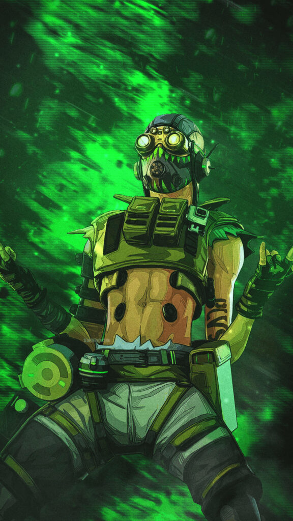 Apex Legends Octane green wallpaper with vibrant energy and fast-paced adrenaline pose background