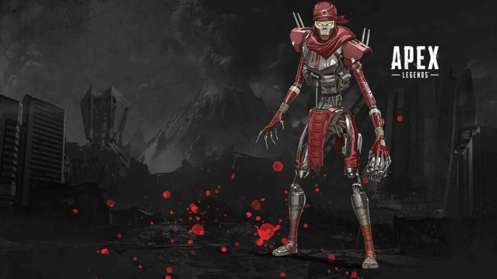 Apex Legends Revenant red robotic skeleton menacing pose dark post-apocalyptic game wallpaper