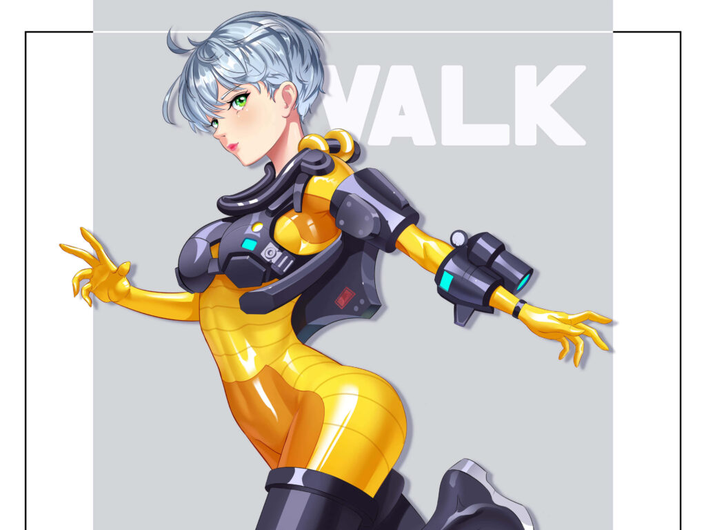 Valkyrie from Apex Legends in sleek yellow black armor showing power and confidence wallpaper