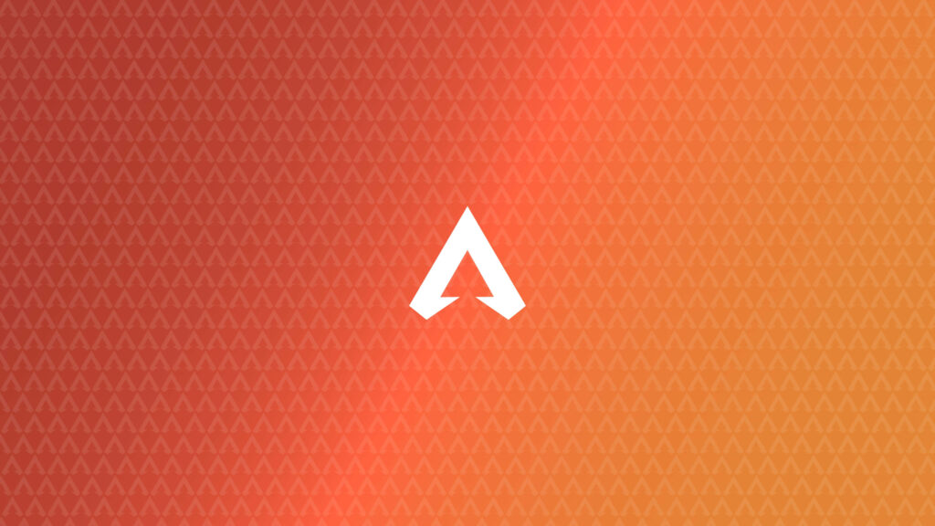 Apex Legends logo in white on vibrant orange patterned background gaming wallpaper design
