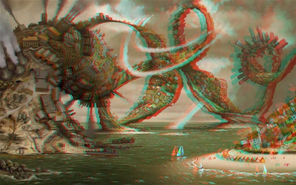 Surreal 3D Apocalyptic Wallpaper - Vibrant Cataclysmic Scene