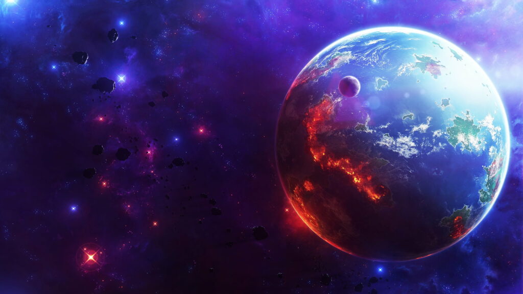 Apocalypse in the Celestial Abyss: A Stunning HD Wallpaper of Earth's Final Extinction amidst a Dying Galaxy