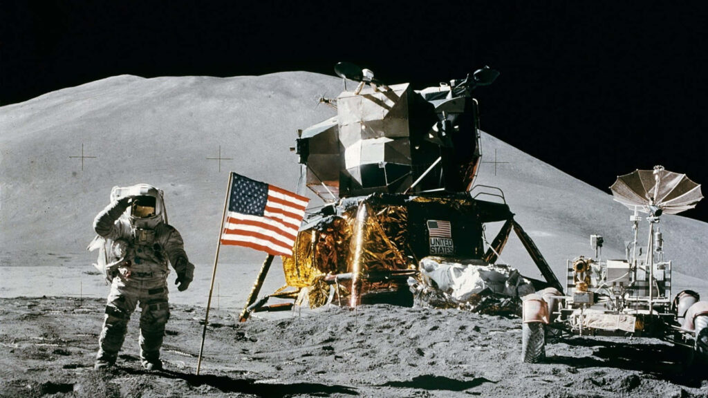 Apollo 11 Moon Landing Wallpaper: Armstrong on Lunar Surface