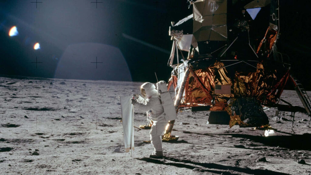 Apollo 11 Wallpaper: Neil Armstrong & Lunar Module Flag Placement