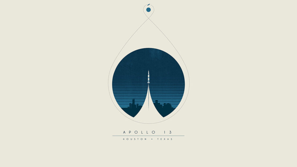 Minimalist Rocket Wallpaper: Apollo 13 & NASA Design on Beige