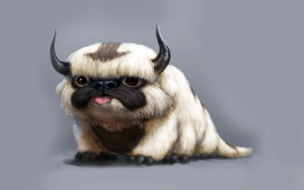 Appa Avatar wallpaper flying bison soft grey background strength inspiring animated design