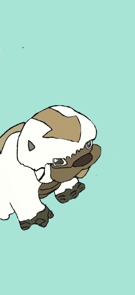 Appa from Avatar on a mint green background playful calming wallpaper design for fans