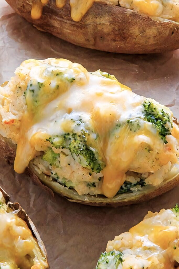 Decadent Baked Potato with Creamy Cheese & Broccoli - Gourmet Wallpaper