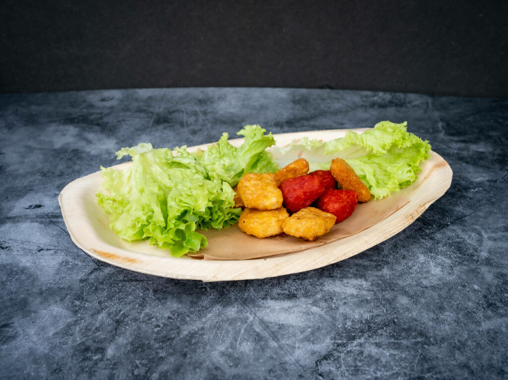 Fresh Food Wallpaper: Golden Nuggets & Crisp Lettuce on Rustic Plate