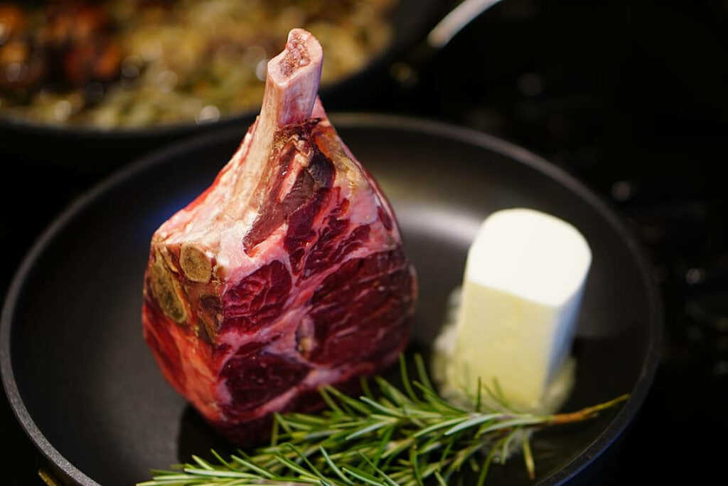 Raw Steak with Rosemary and Butter: Appetizing Wallpaper Background