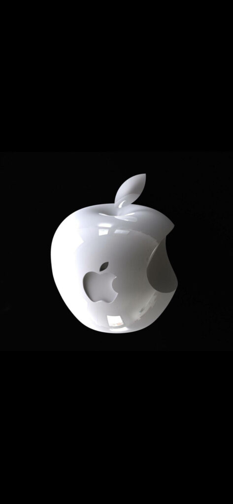 A Polished Apple Masterpiece: Captivating 3D iPhone Sculpture on Onyx Background Wallpaper