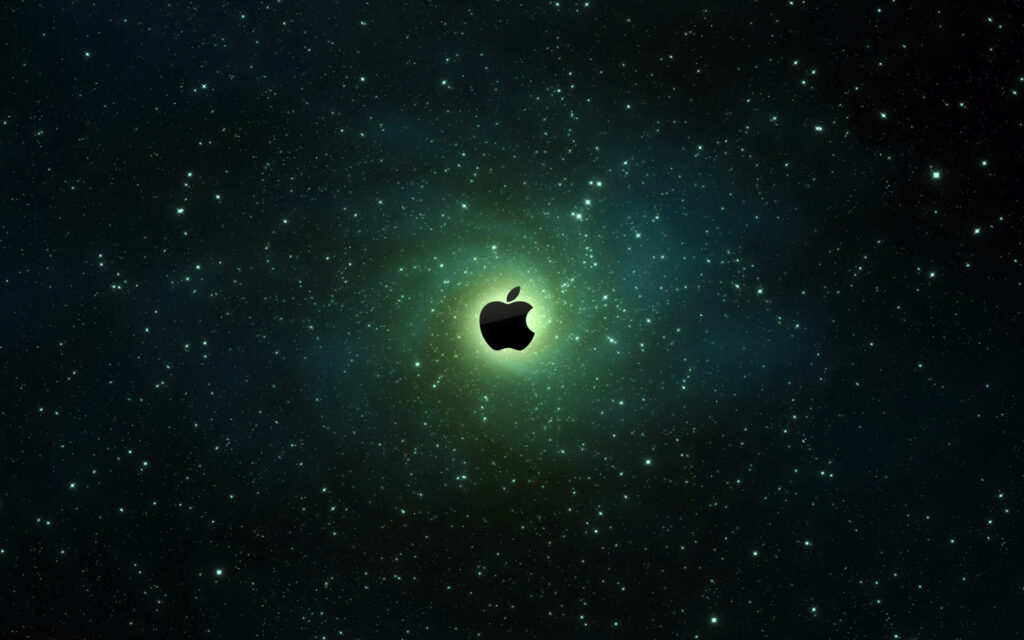 Apple Launches into the Cosmos: A Galactic Wallpaper featuring the Iconic Logo