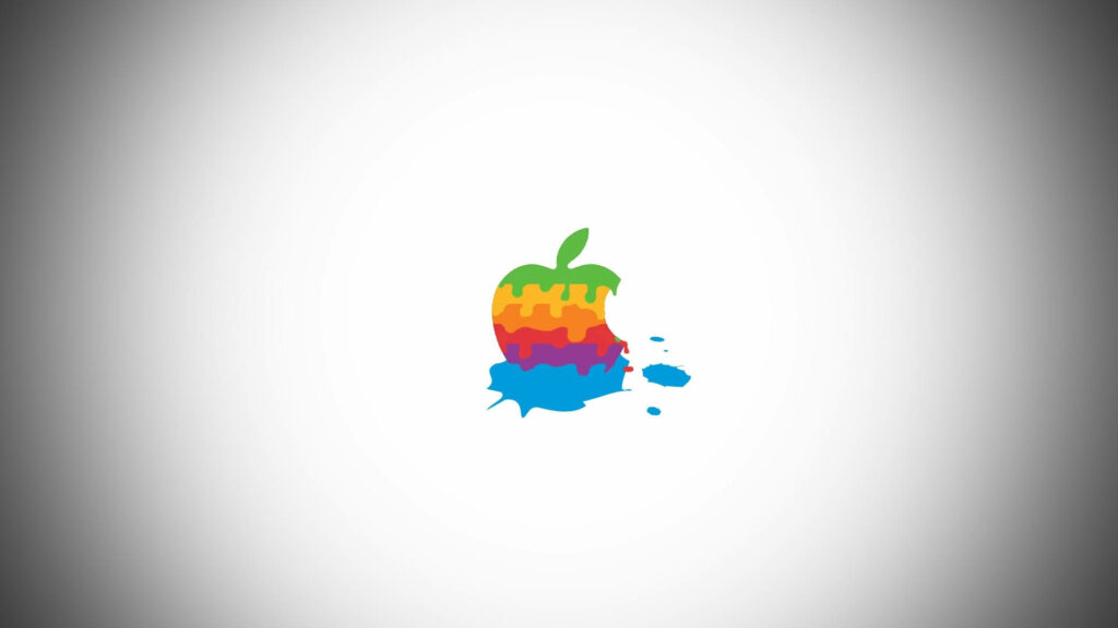 Vibrant Apple Logo on a Simple HD White Background Wallpaper