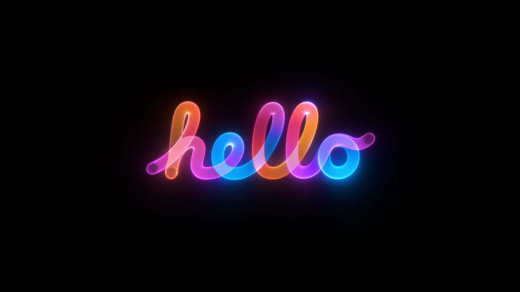Hello Wallpaper: Apple Mac Event 2024 Neon Gradient Background