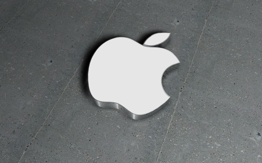 Concrete Beauty: Stunning 3D Apple Logo Wallpaper on Background Photo