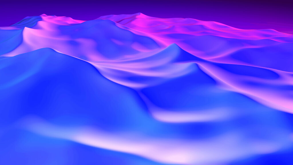 Ethereal Oceanic Symphony: Mesmerizing Blue and Pink Wave Reverie - 5k Seascape Wallpaper
