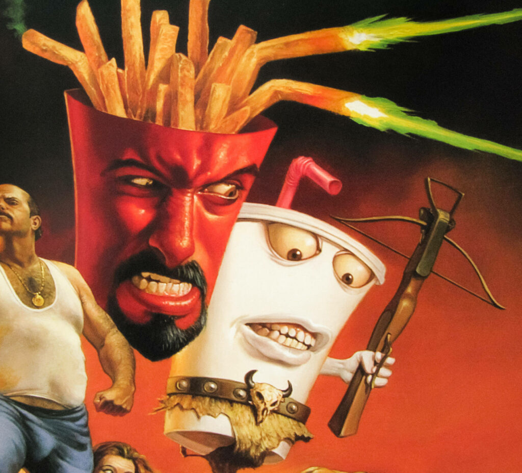 Aqua Teen Hunger Force 3D animated characters with vibrant colors and dynamic expressions wallpaper