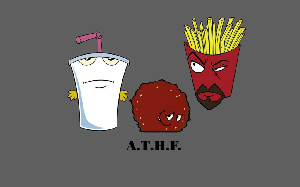 Aqua Teen Hunger Force characters Frylock Master Shake Meatwad on gray background ATHF wallpaper