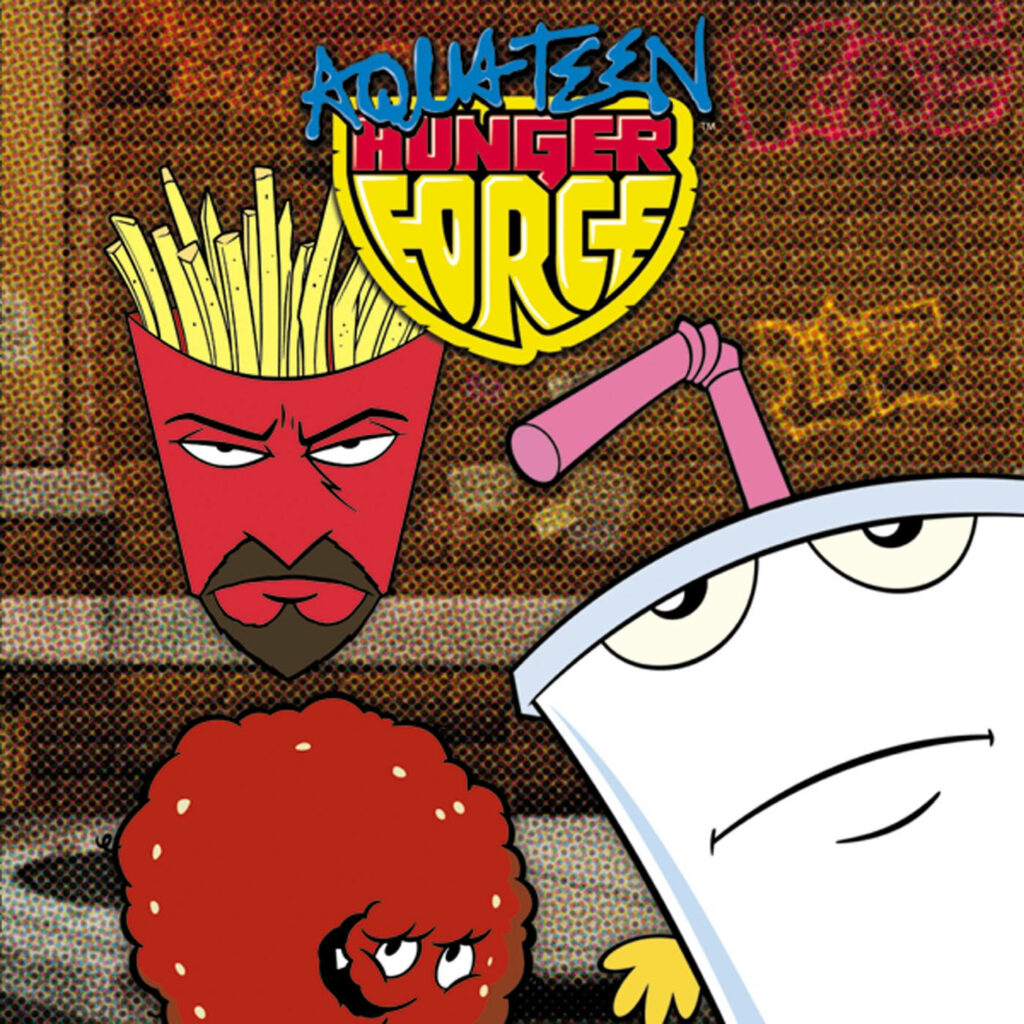 Aqua Teen Hunger Force wallpaper with Frylock Meatwad Master Shake vibrant comic style background