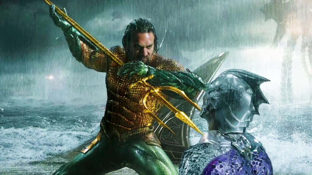 Aquaman and King Orm clash in an epic underwater battle scene from the Aquaman movie wallpaper