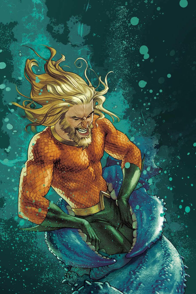 Aquaman battling a fierce sea creature showcasing strength and ocean command wallpaper background