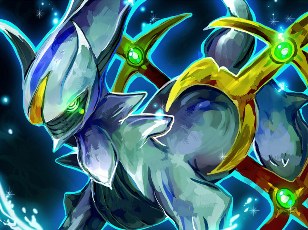 Arceus legendary Pokemon wallpaper glowing cosmic energy divine powerful background image