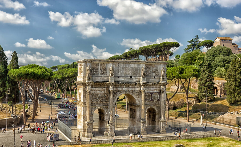 Arch of Constantine Wallpaper: Lush Landscape & Vibrant Sky in Rome