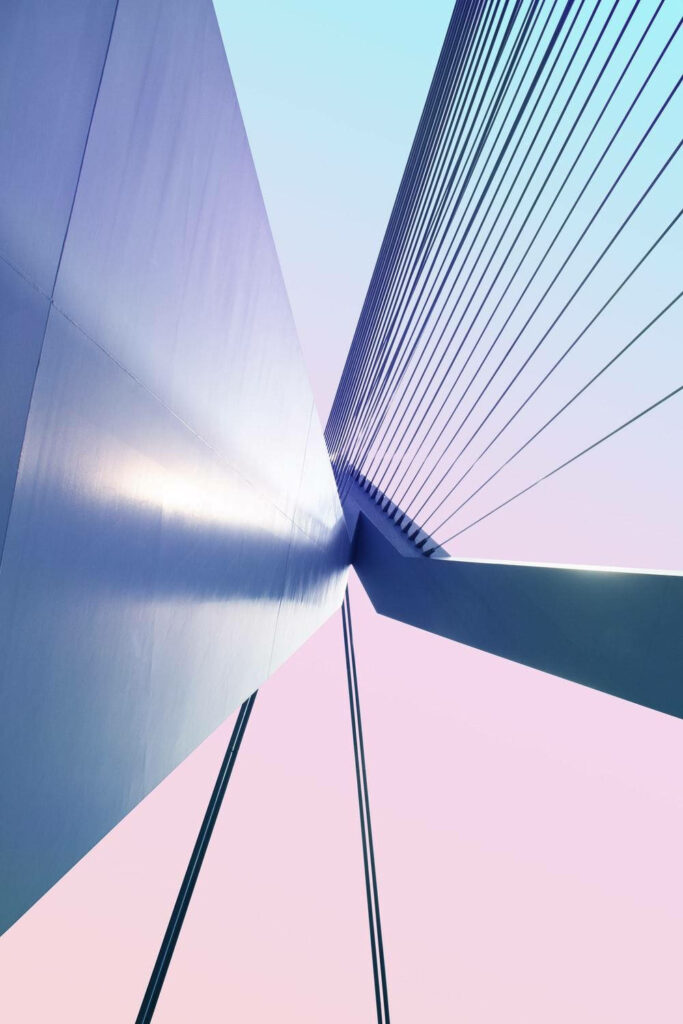 Architectural Brilliance: Captivating Bridge Structure Enhanced by Serene Pink and Blue Gradient - Stunning Iphone Xs Max Wallpaper