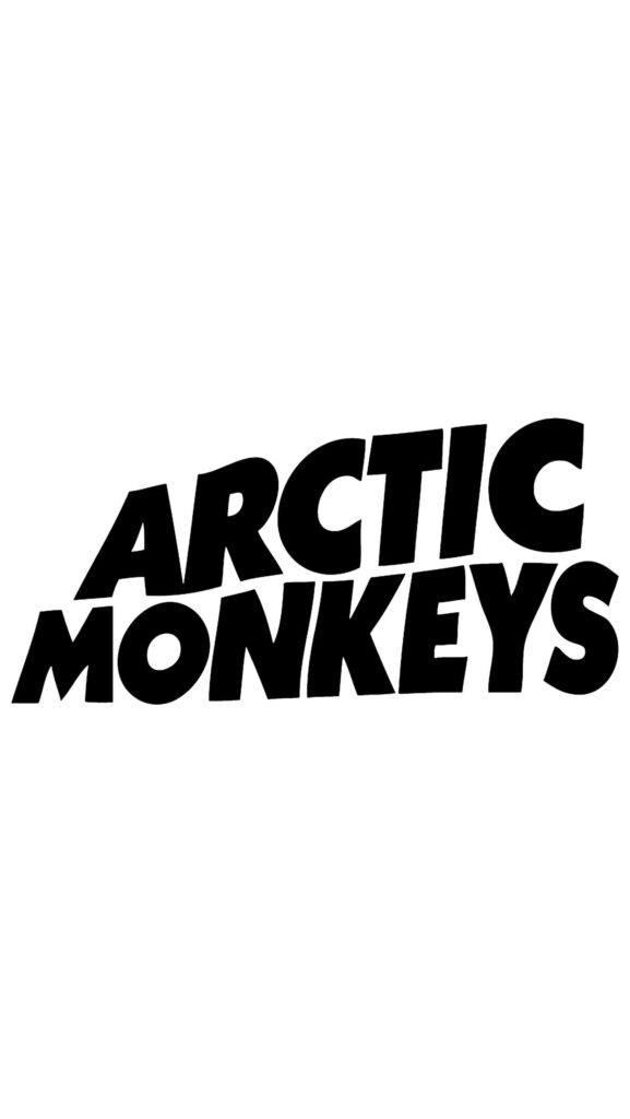 Bold black Arctic Monkeys logo on wallpaper background iconic rock band design for fans