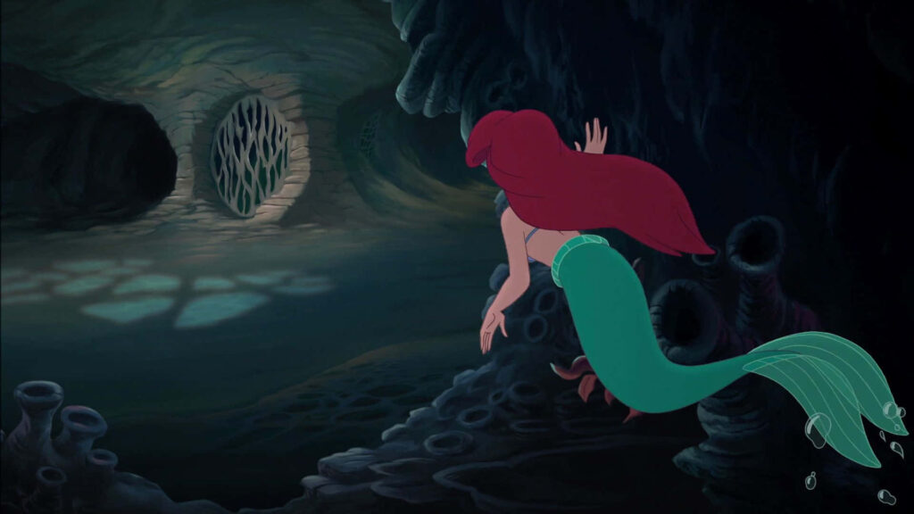 Underwater Cave Scene: Ariel’s Vibrant Hair & Tail - Wallpaper