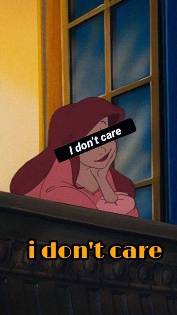 Ariel from The Little Mermaid moody Disney wallpaper with sarcastic I don't care censor bar
