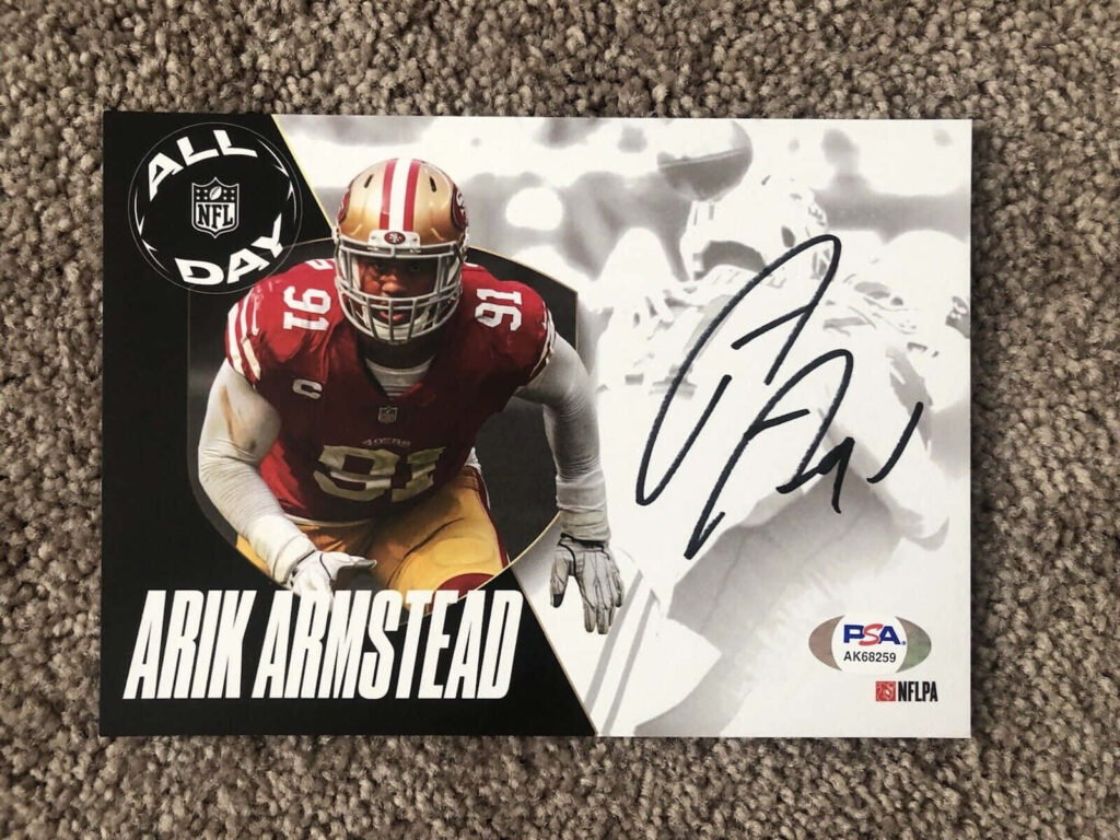 Arik Armstead signed San Francisco 49ers player card wallpaper with official NFL branding
