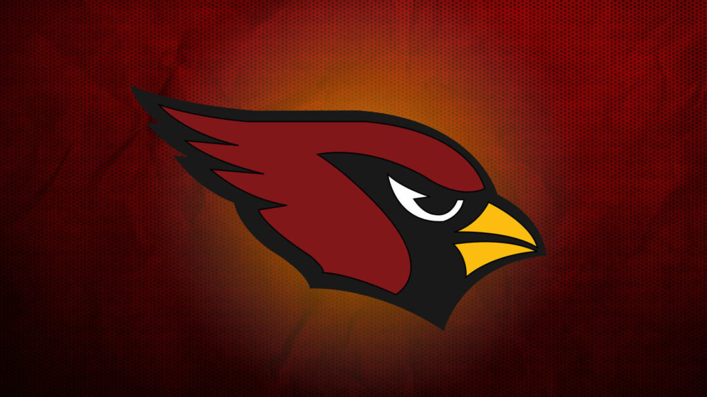 Arizona Cardinals logo digital art wallpaper red textured background with golden glow NFL fan