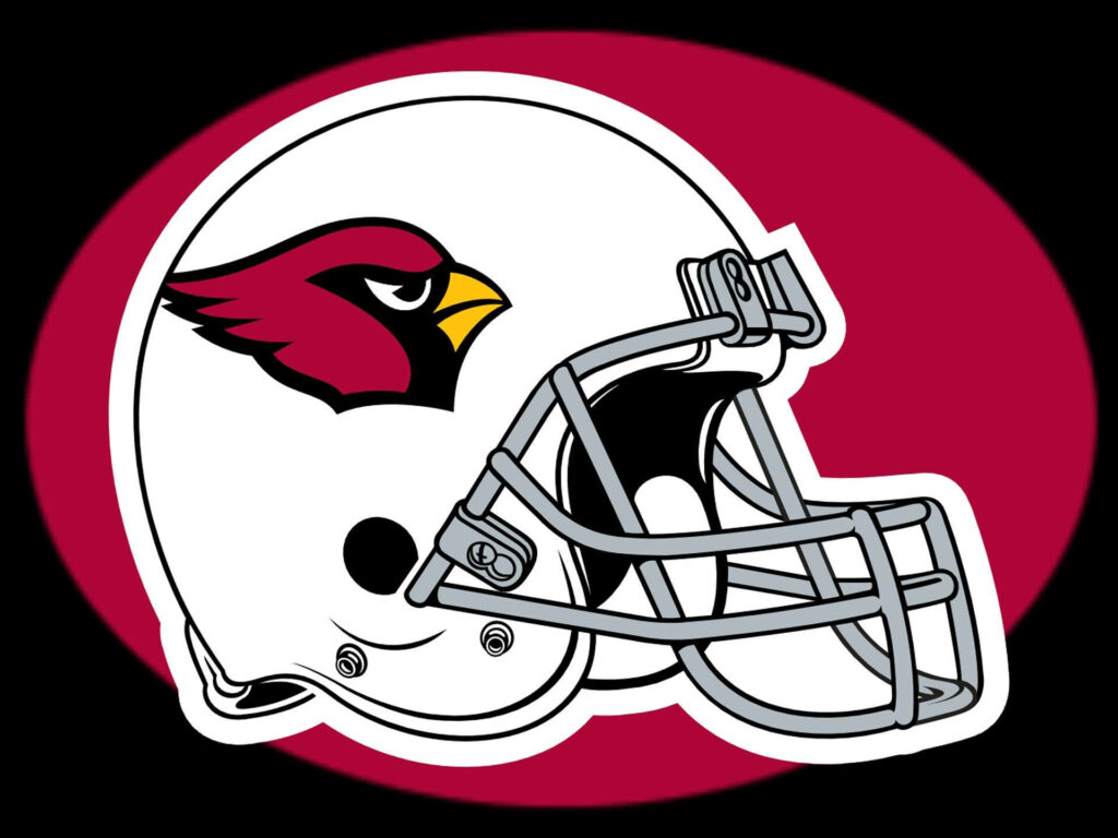 Arizona Cardinals helmet with red bird logo on bold red oval background wallpaper
