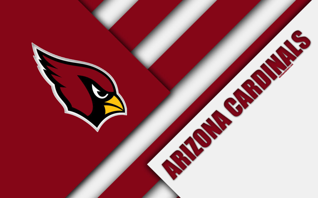 Arizona Cardinals logo on bold red white diagonal stripes with team name wallpaper background