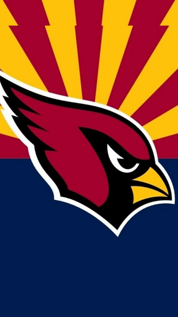 Arizona Cardinals logo wallpaper with bold red and gold sun rays dynamic artistic design