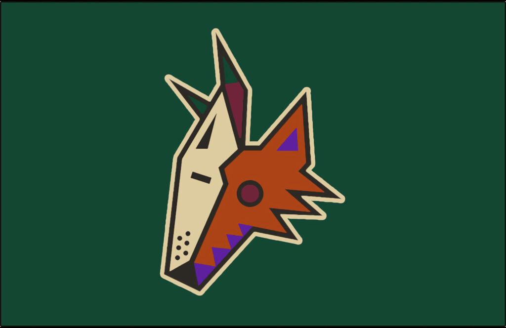 Arizona Coyotes original Kachina coyote head logo on deep green background wallpaper