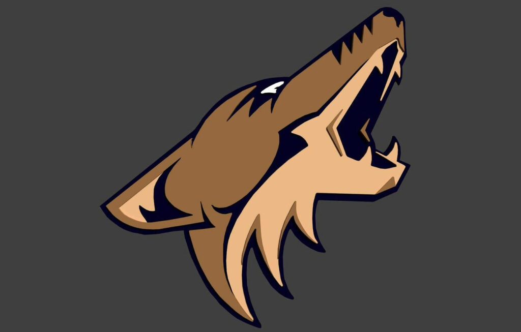 Arizona Coyotes logo in brown and peach on dark background modern hockey wallpaper design