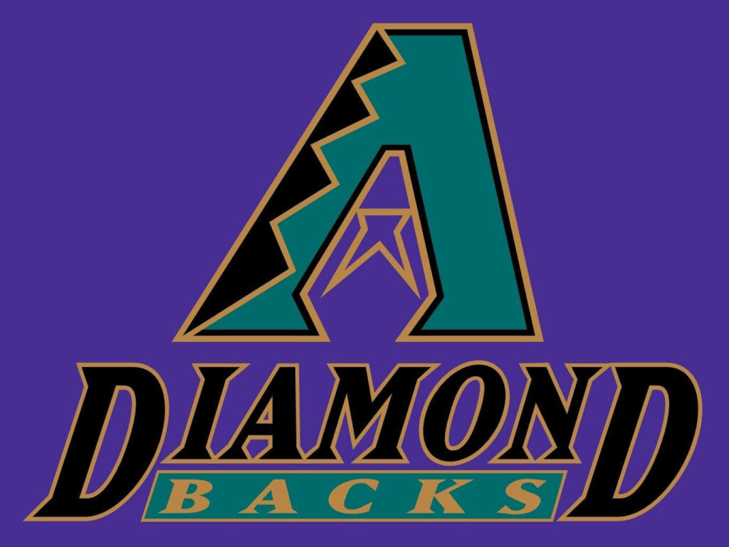 Arizona Diamondbacks classic logo with bold A and italic team name on purple wallpaper background