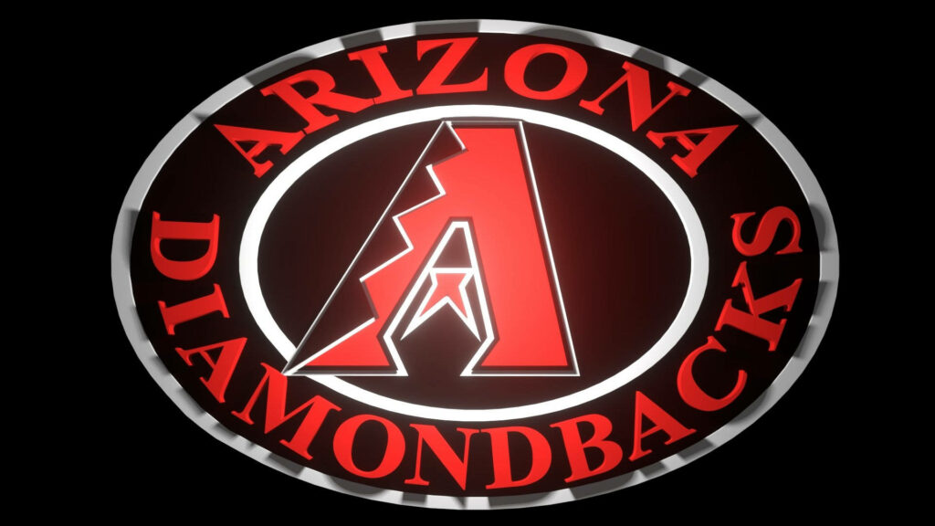Arizona Diamondbacks logo glowing red and silver on dark background baseball wallpaper